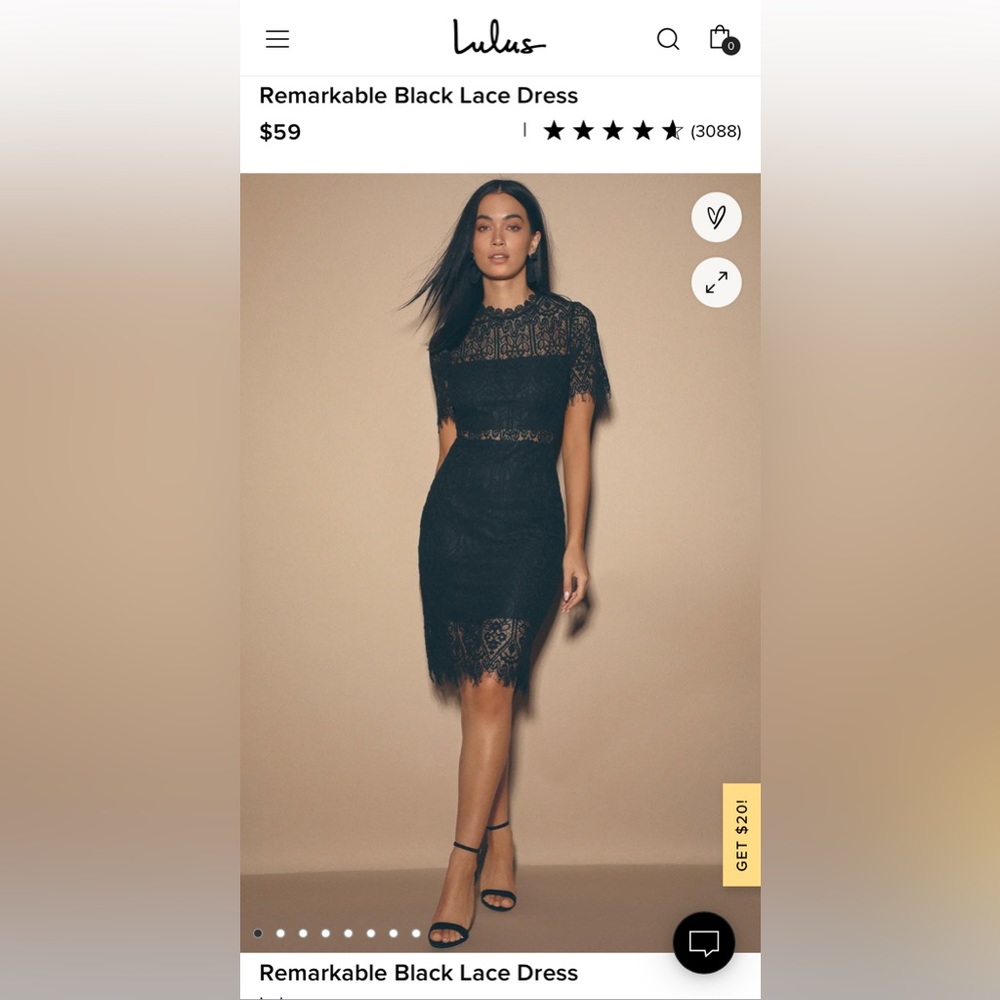 New - Lulu’s - Black lace dress - beautiful! - Small